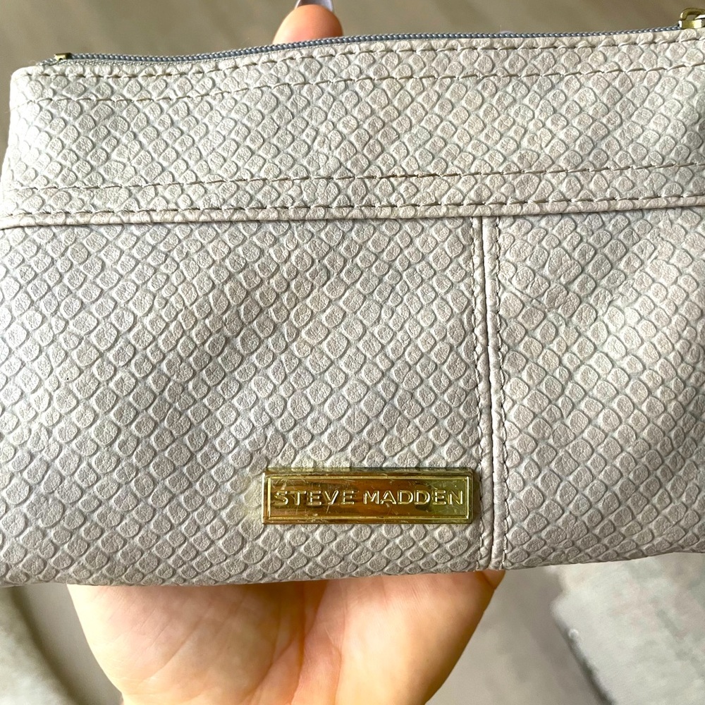Steve Madden Croc Leather Wristlet — Taupe